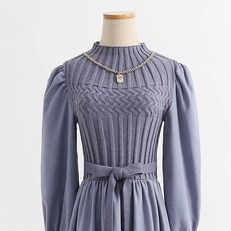 バブルスリーブ ニットワンピース 3色展開