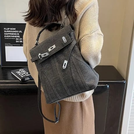 シルバーバックル スクエアバッグ 3色展開
