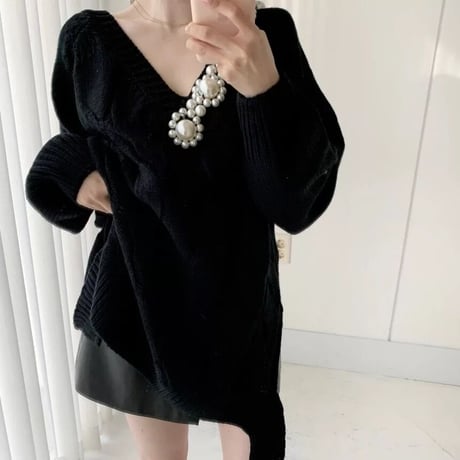 サイドパール ツイストニット 2色展開