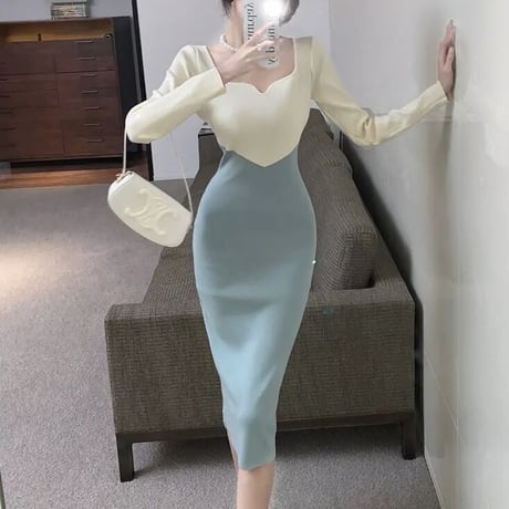 スカラップデコルテライン ワンピース 2色展開