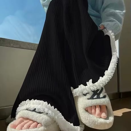 ヘムレースリブニットパンツ 3色展開