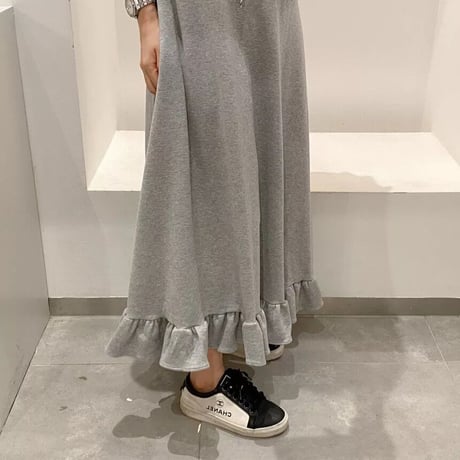 フリルスウェット パーカーマキシワンピース 2色展開