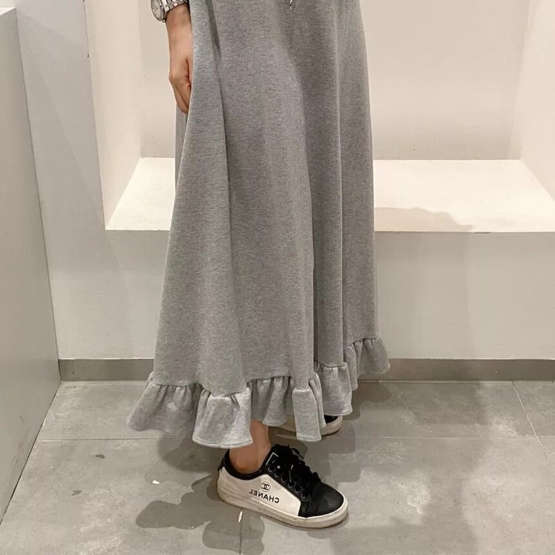 フリルスウェット パーカーマキシワンピース 2色展開 | Selectshop.Joie 