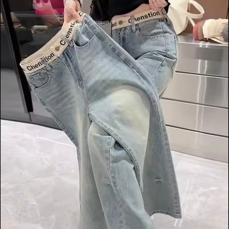 ウエストデザイン ハイウエストデニム