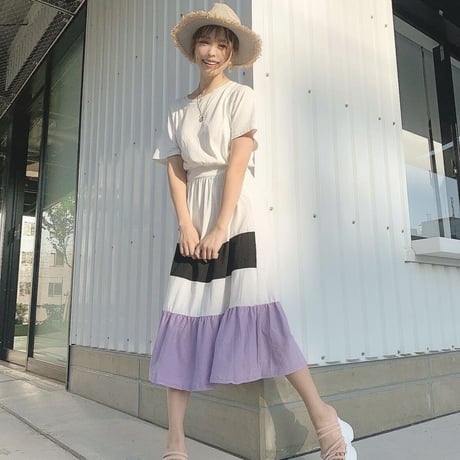 【即納】【るみりんご様着用】ウエストゴム ヘムラインワンピース