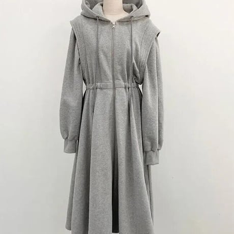 ジップスウェット フーディワンピース 3色展開