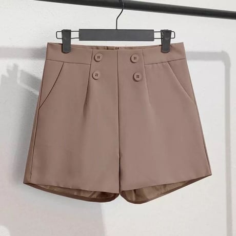 ボタンモチーフ ハイウエストショートパンツ 7色展開