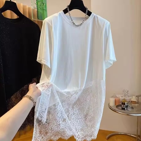 ヘムレースルーズTシャツ 2色展開