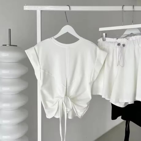 バックリボントップスパンツセット 2色展開