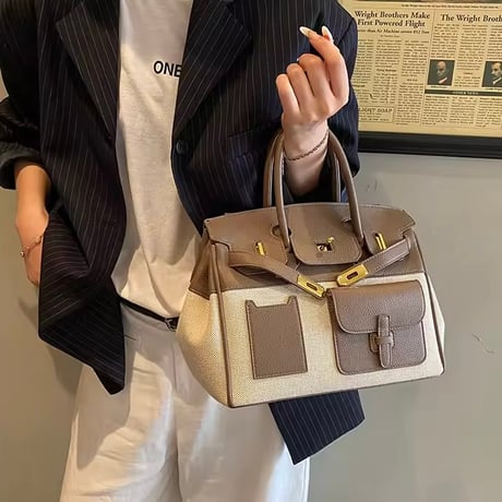 【2サイズ】レザーキャンバスバッグ 5色展開