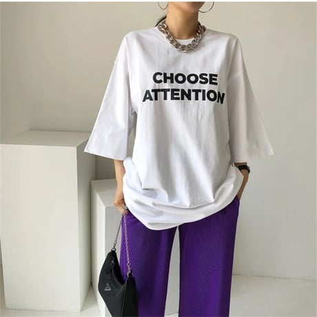 オーバーロゴ シンプルTシャツ 2色展開
