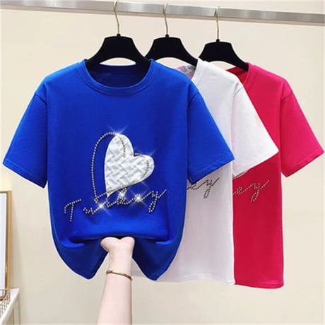 スタッズワッフルハート Tシャツ 3色展開
