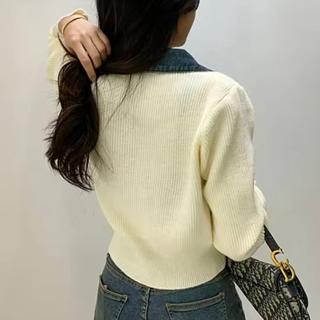 ポイントデニムカーディガン 3色展開