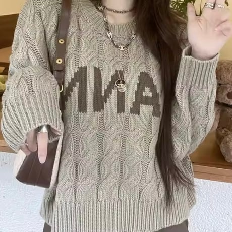ロゴツイストニット 2色展開
