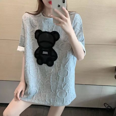 【Gray XLサイズ即納】ブラックベアー ワッフルTシャツ 2色展開