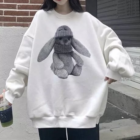 バックロゴ ラビットスウェットトップス 3色展開