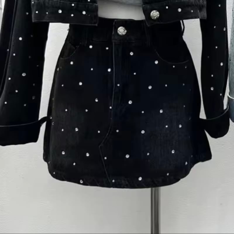 ラインストーンデニムセットアップ 2色展開 | Selectshop.Joie ラインストーンデニムセットアップ 2色展開 | Selectshop.Joie