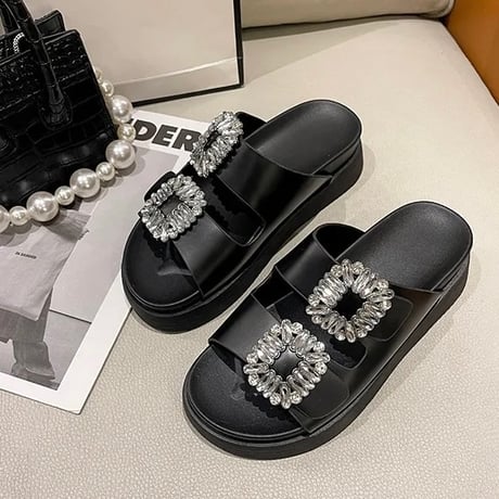 ダブルビジュー フラットサンダル 2色展開