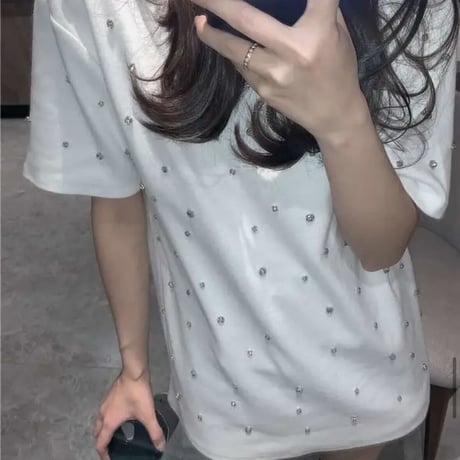 ビジューストーン オーバーTシャツ 5色展開