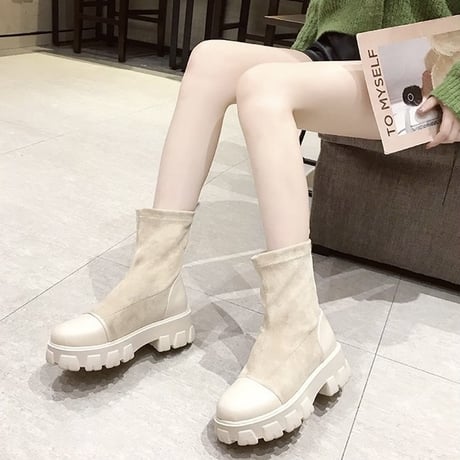 【Beigh 24.0即納】異素材mix ゴアショートブーティ 2色展開