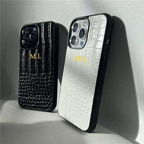 【カスタム名入れ】 クロコデザイン iPhoneケース 2色展開