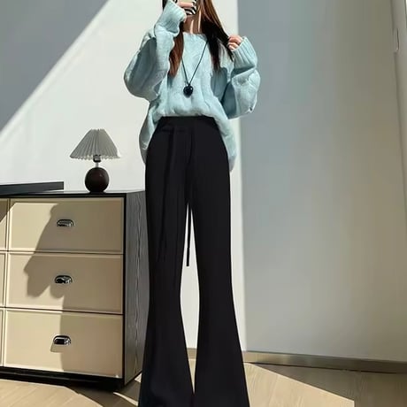 ヘムレースリブニットパンツ 3色展開