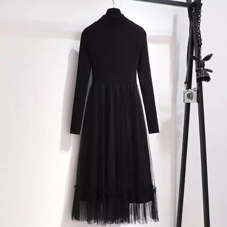 ニットチュールワンピース ベストセット 2色展開