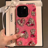 ビジューハートピンクパイソンiPhoneケース