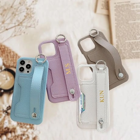 【カスタム】レザーストラップ カードケースiPhoneケース 8色展開