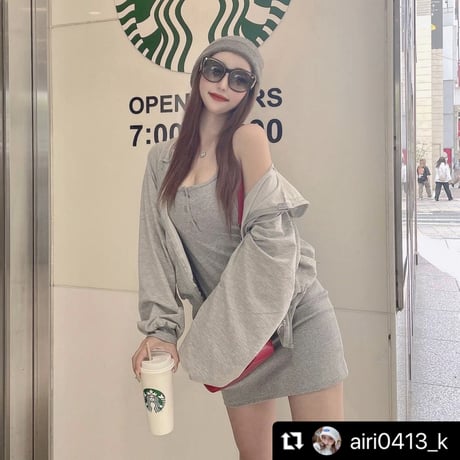 ストラップミニワンピース パーカーセット 2色展開
