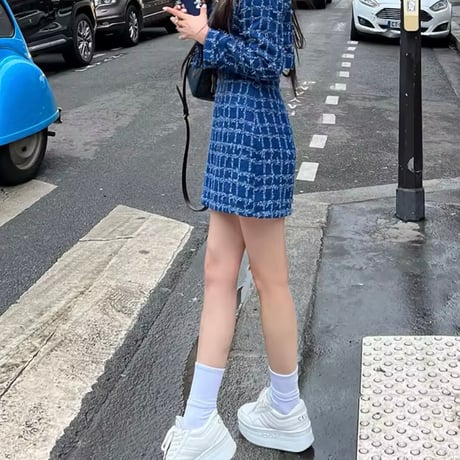 フリンジチェックツイードセットアップ 2色展開
