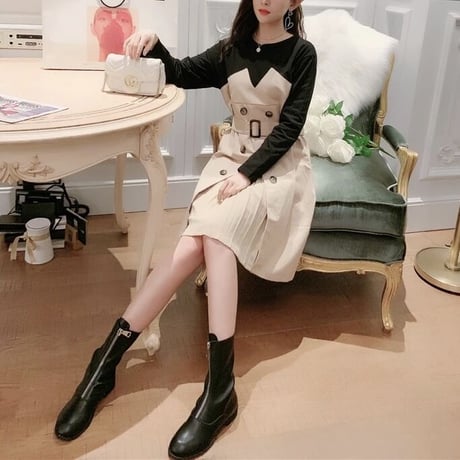 トレンチフェイクワンピース 2色展開