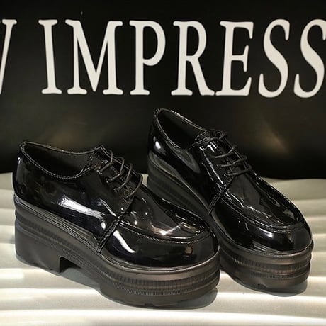 【Black23.5cm即納】プラットフォーム オックスフォードシューズ 2色展開