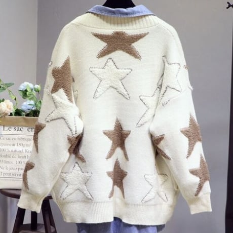 スターステッチ ニットカーディガン 3色展開