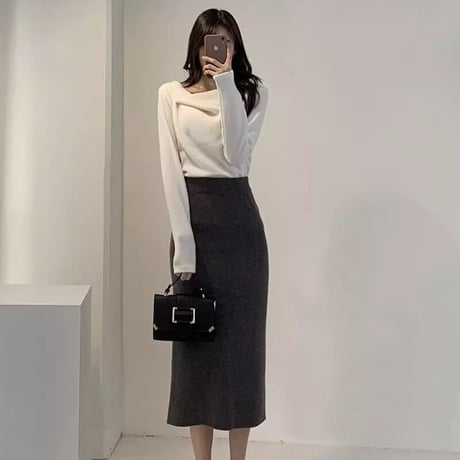 ボートネック ニットトップス 6色展開