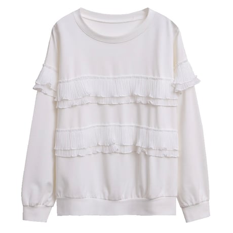 プリーツシフォン スウェットトップス 2色展開
