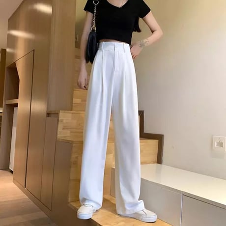 ワイドタック カラーハイウエストパンツ 3色展開