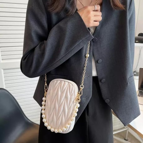 パールストラップ チェーンミニバッグ 4色展開
