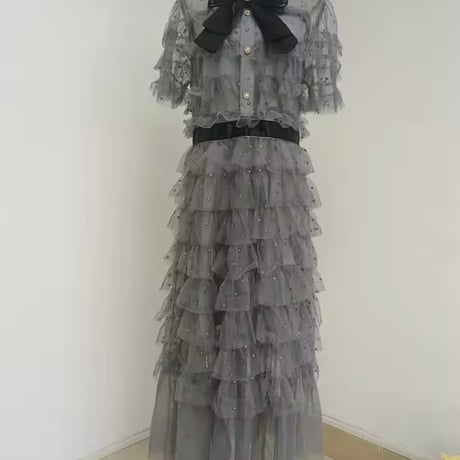 ビジュードットフリルタイワンピース 2色展開