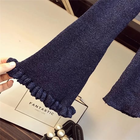 フレアスリーブニット ツイードロングスカート セット