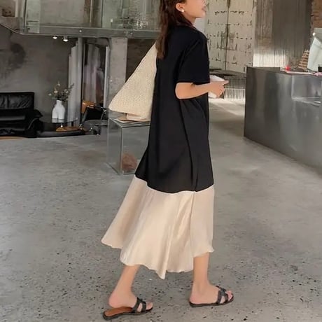シフォンヘム Tシャツワンピース