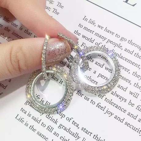 クリスタルジュエリー サークルピアス 3色展開