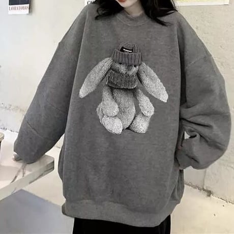 バックロゴ ラビットスウェットトップス 3色展開