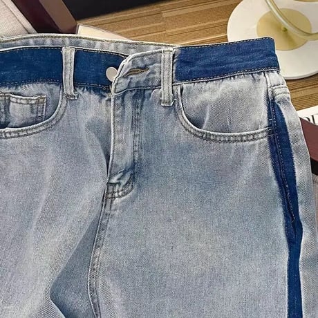 バイカラー ウォッシュデニムパンツ