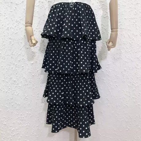 【BlackDot 即納】プリーツフリル シフォンカラースカート 6色展開