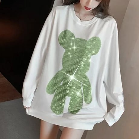 ラインストーンベアー ルーズロンT 4色展開