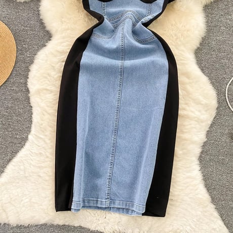 デニムビスチェ ポロワンピース 2色展開