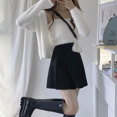 モヘアカーディガン キャミソールセット 2色展開