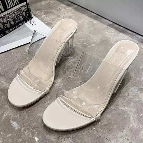 【Brown23.5cm即納】ダブルクリアバンド サンダル 2色展開