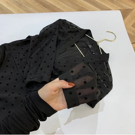ブラックドットシースルーワンピース